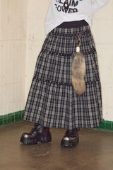 Tiered Eyelet Maxi Skirt - Check