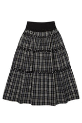 Tiered Eyelet Maxi Skirt - Check