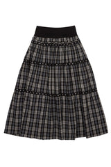 Tiered Eyelet Maxi Skirt - Check