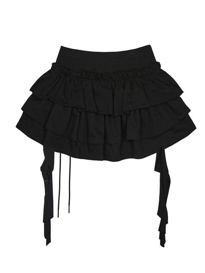 3 Tiered Lace-Up Ruffle Skirt