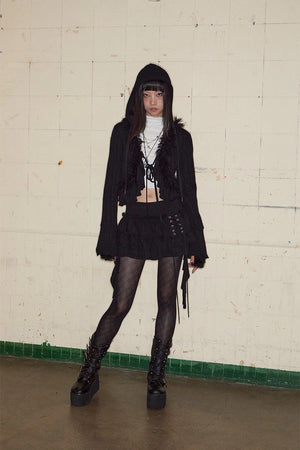 3 Tiered Lace-Up Ruffle Skirt