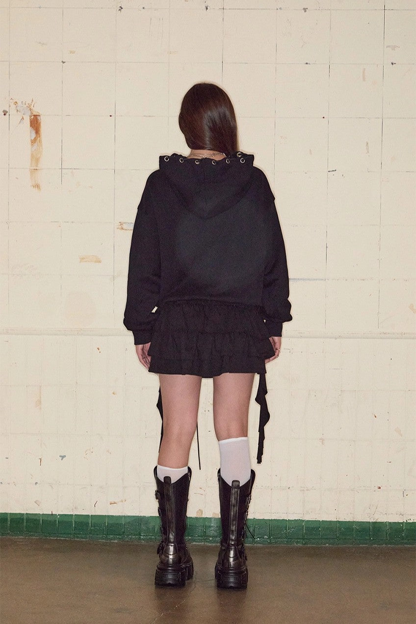 3 Tiered Lace-Up Ruffle Skirt