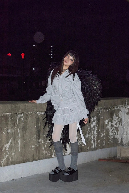 3 Tiered Lace-Up Ruffle Skirt