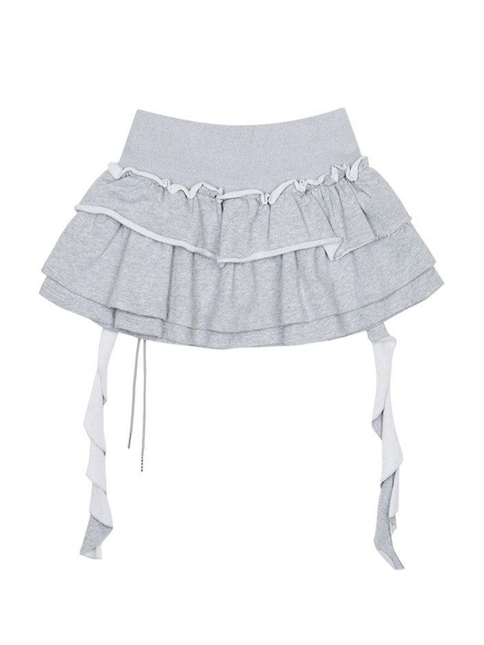3 Tiered Lace-Up Ruffle Skirt
