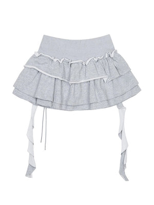 3 Tiered Lace-Up Ruffle Skirt