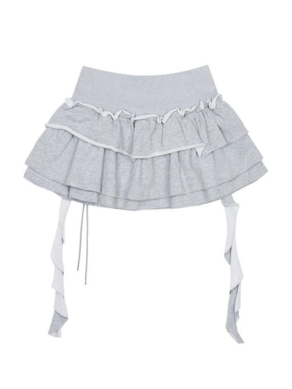 3 Tiered Lace-Up Ruffle Skirt
