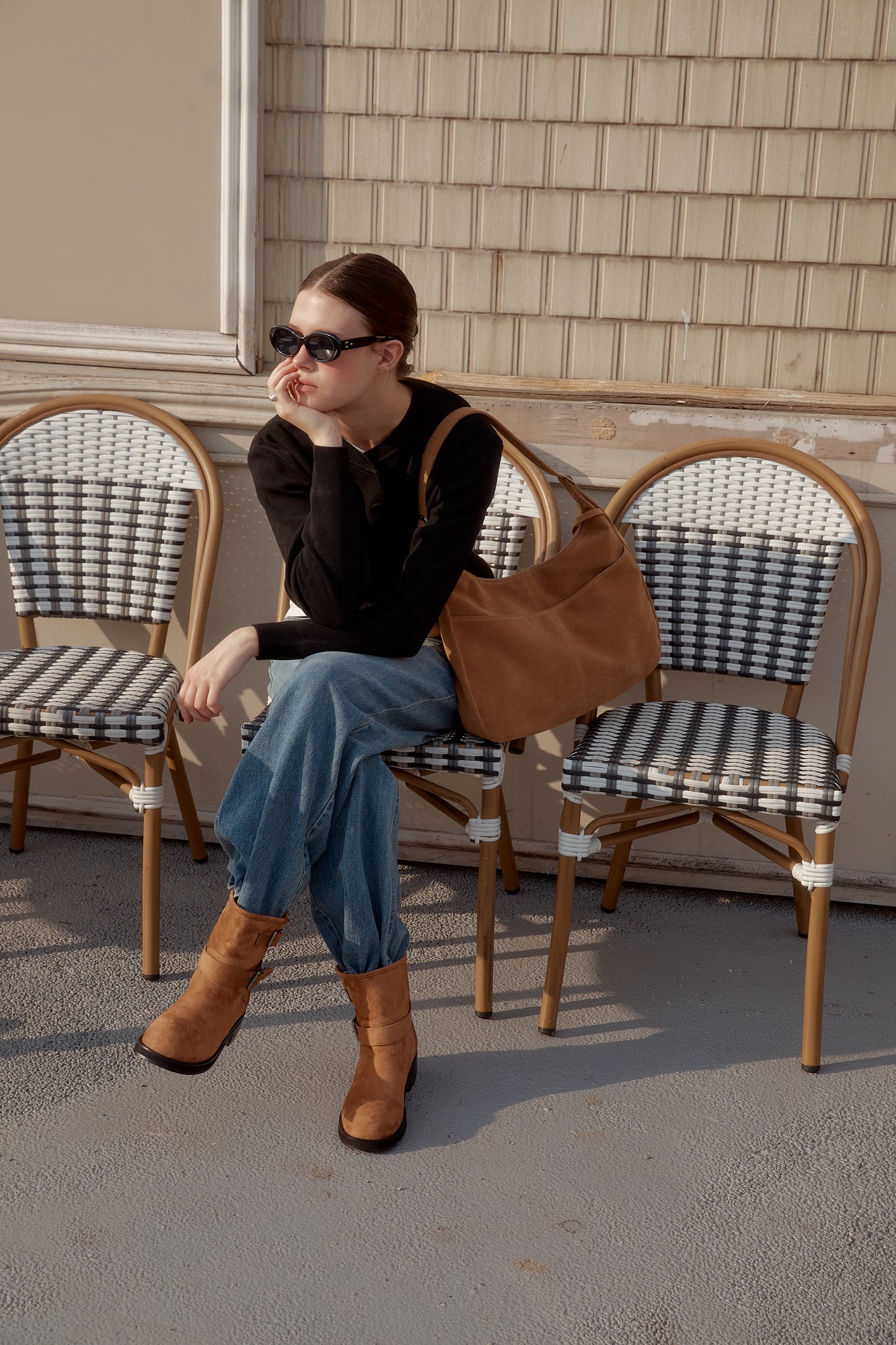 ANC SUEDE HOBO BAG & CARD WALLET SET