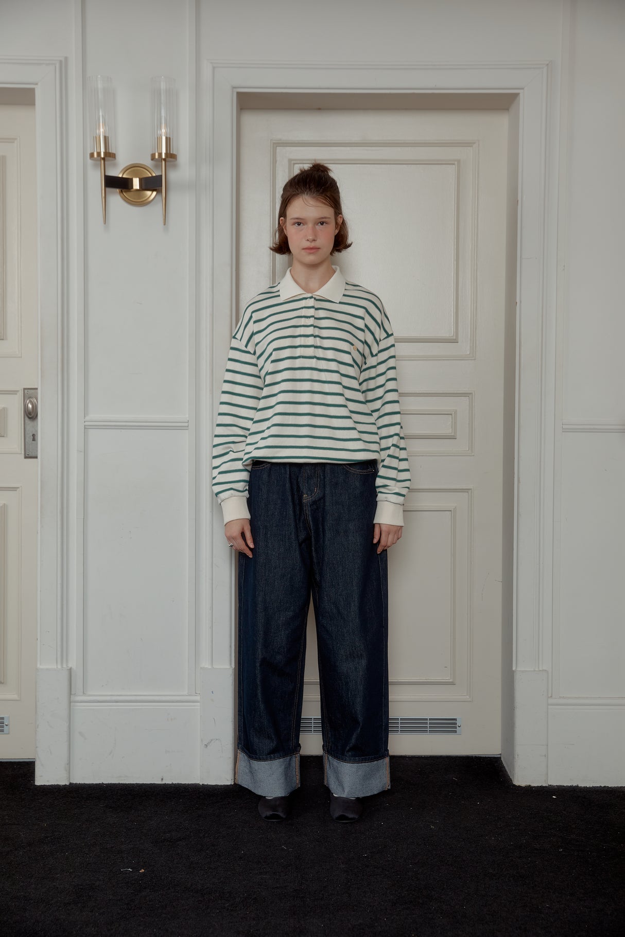 NEW STRIPE STRING RUGBY SWEATSHIRTS - Ivory