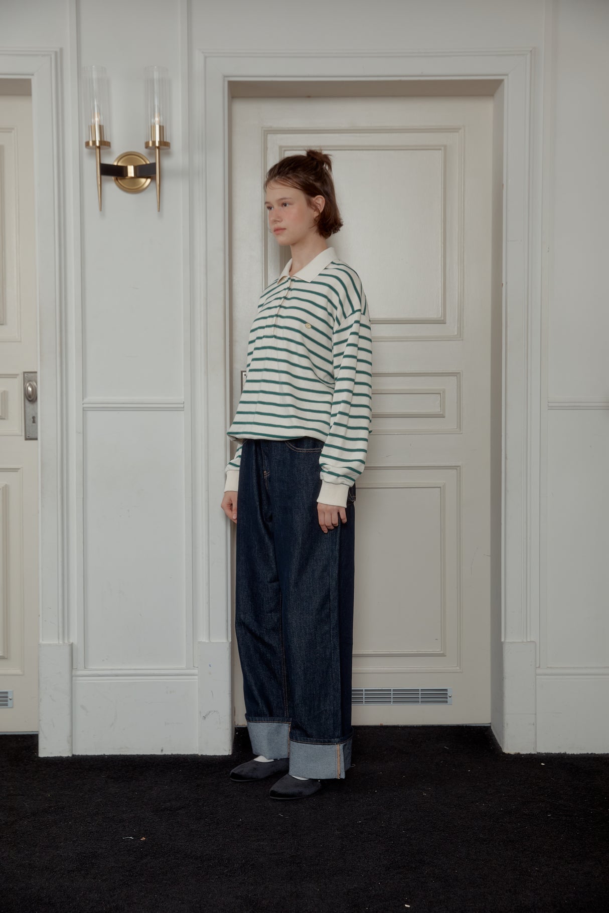 NEW STRIPE STRING RUGBY SWEATSHIRTS - Ivory