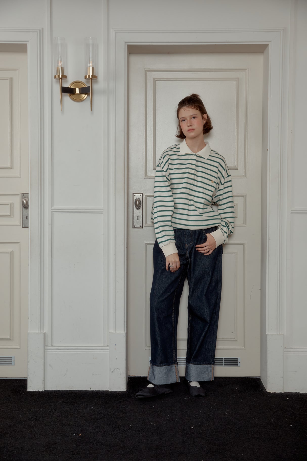 NEW STRIPE STRING RUGBY SWEATSHIRTS - Ivory