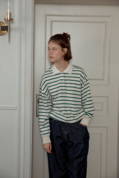 先行予約販売 - NEW STRIPE STRING RUGBY SWEATSHIRTS - Ivory