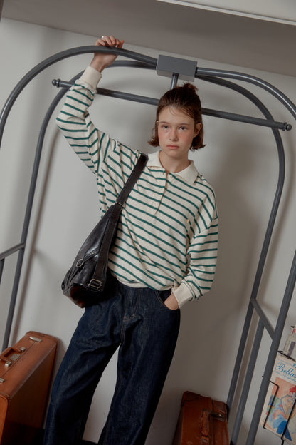 先行予約販売 - NEW STRIPE STRING RUGBY SWEATSHIRTS - Ivory