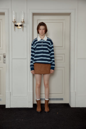 NEW STRIPE STRING RUGBY SWEATSHIRTS - Navy