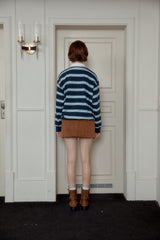 NEW STRIPE STRING RUGBY SWEATSHIRTS - Navy