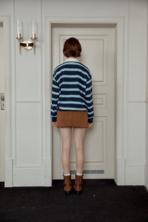 NEW STRIPE STRING RUGBY SWEATSHIRTS - Navy