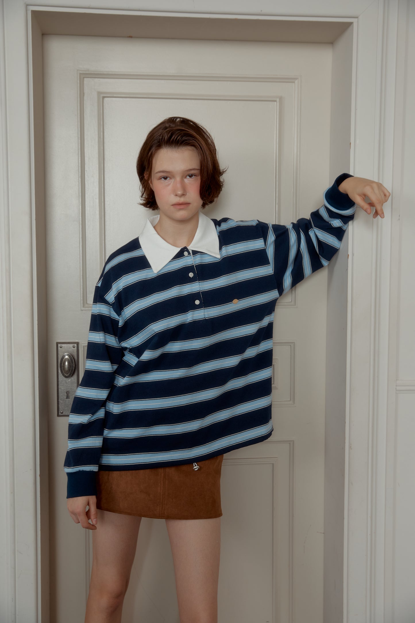 先行予約販売 - NEW STRIPE STRING RUGBY SWEATSHIRTS - Navy